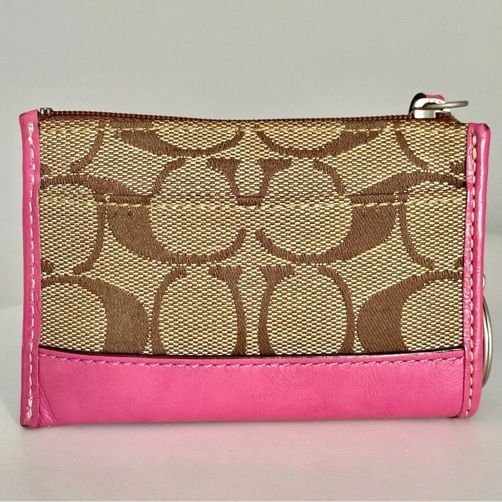 Coach Monogram Pink Leather Cardholder